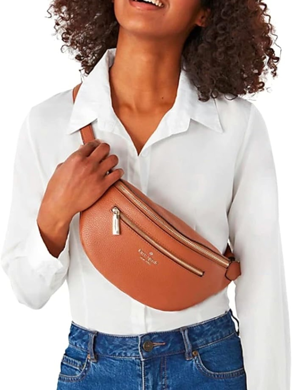 Kate Spade New York Leila Leather Belt Bag Fanny Pack in Warm Gingerbread